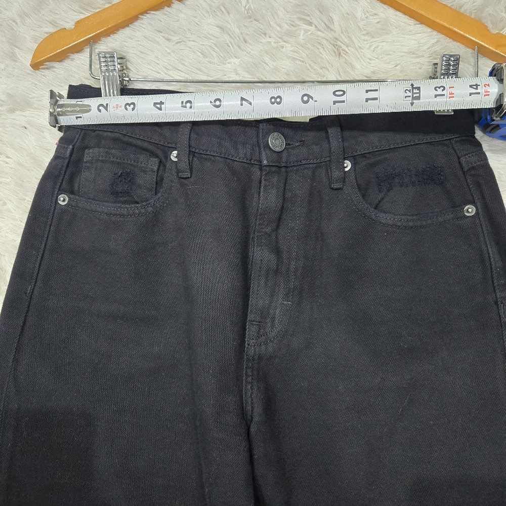 HIDDEN High-Rise Black Wide Leg Jeans with Knee Distress - Picture 4 of 6